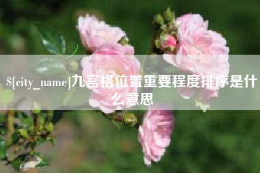 郴州九宫格位置重要程度排序是什么意思