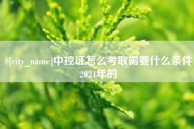 郴州中控证怎么考取需要什么条件2024年的